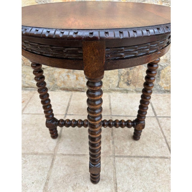 20th Century Jacobean Revival Bobbin Side Table in Oak For Sale - Image 4 of 8