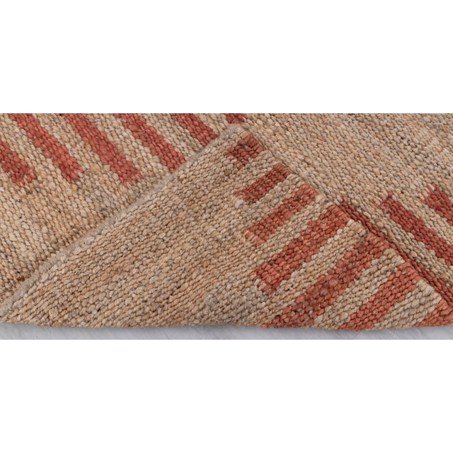 Gold Red Jute Premium Diamond Design Scandivian Rug Hand Woven 9x12Ft. For Sale - Image 12 of 13