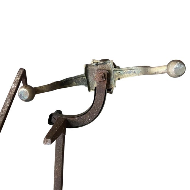 Metal Antique Brass Andirons- a Pair For Sale - Image 7 of 11