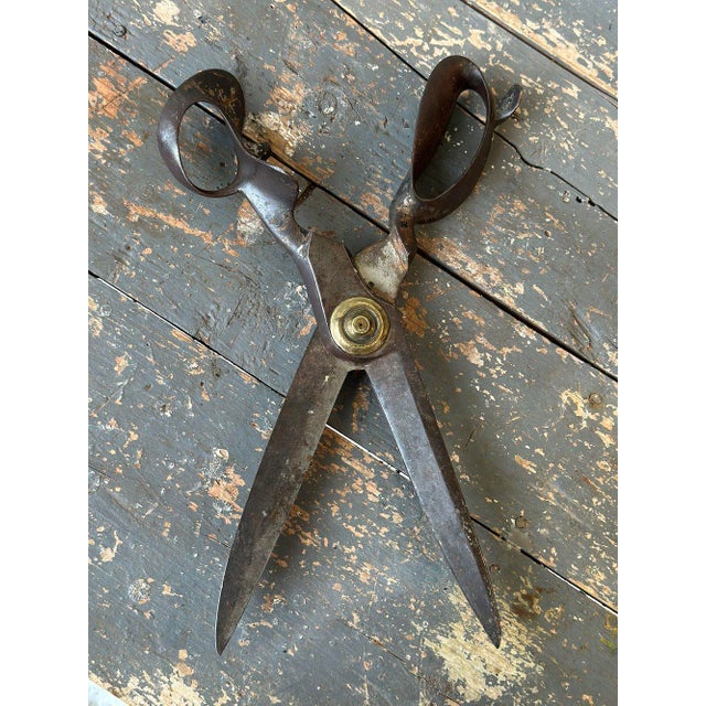 Gray Antique Large-Scale "Wendt + Seymour New York" Tailoring Shears #10, Circa 1858-1860 For Sale - Image 8 of 12