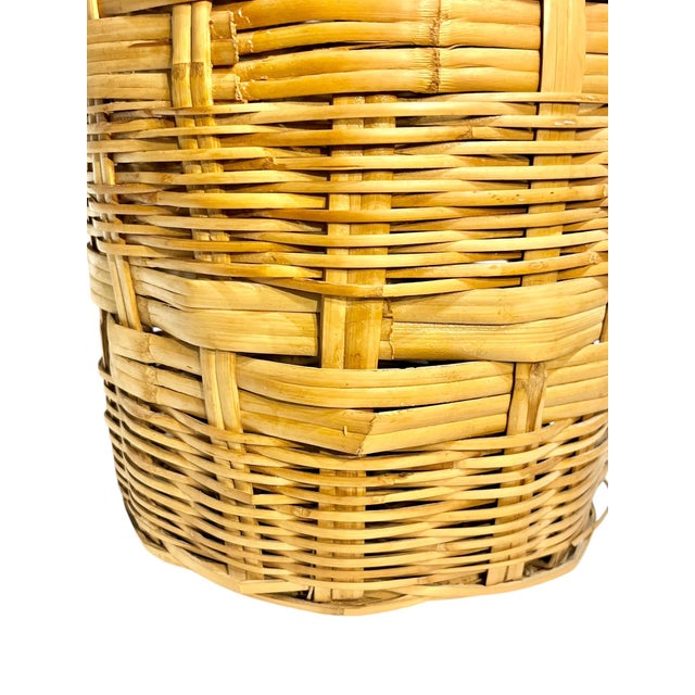 French Provincial Antique French Provincial Wicker Basket Umbrella Stand For Sale - Image 3 of 17