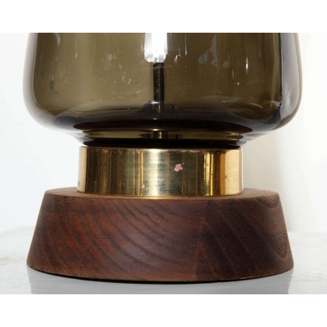 Olive Monumental Blenko Olive Hourglass Glass Table Lamps, 1950s - A Pair For Sale - Image 8 of 9