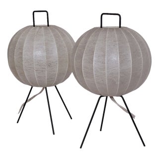 Mid-Century Modern Cocoon Tripod Table Lamps from Goldkant Leuchten, 1970s, Set of 2 For Sale