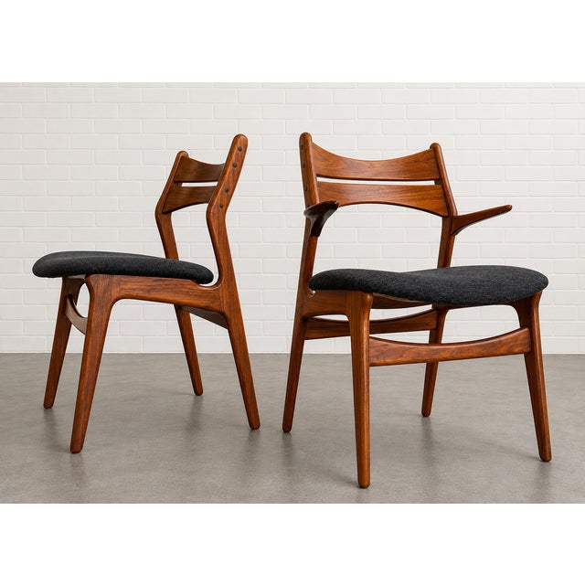 1960s Mid Century Modern Pair of Teak Dining Chair by Erik Buch for Christiansen For Sale - Image 5 of 15