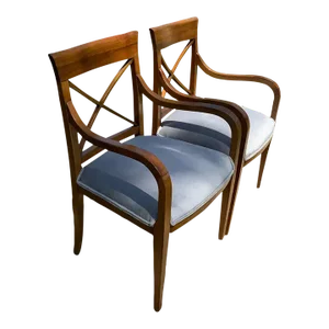 Mid Century Style Walnut Chairs - a Pair