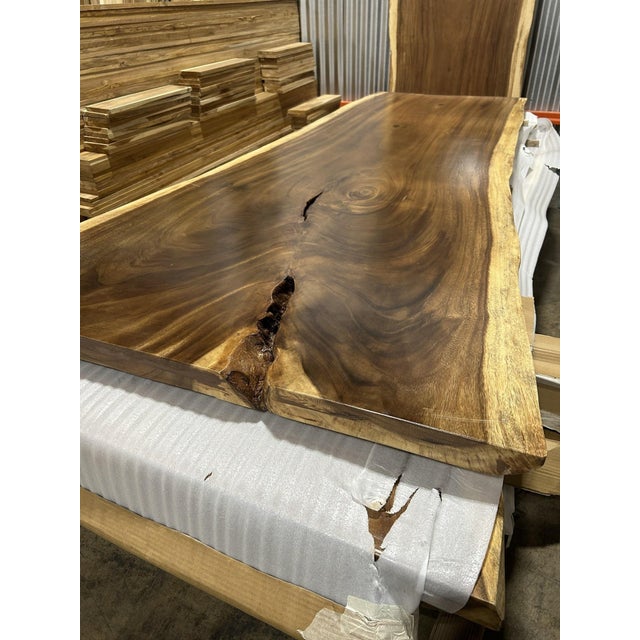Live Edge Single-Slab Monkeypod Dining Table, 8 Ft, 50 in Wide, Rustic For Sale - Image 4 of 4