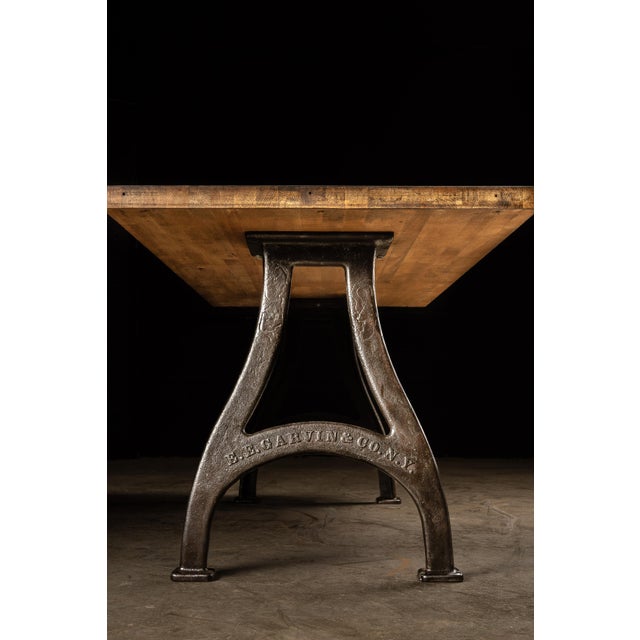 Vintage Industrial Butcher Block Dining Table With Cast Iron Legs For Sale In Chicago - Image 6 of 7