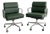 Herman Miller Eames Aluminum Group Soft Pad Management Chairs – Pair in Green Leather For Sale