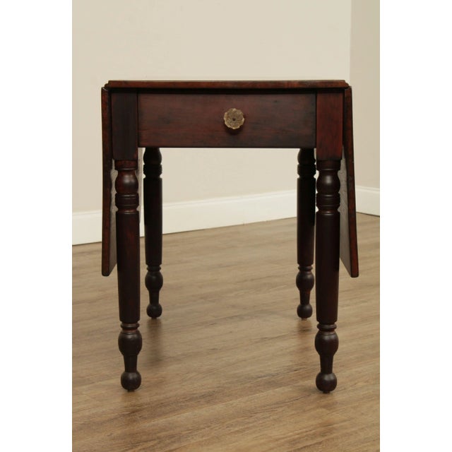 Neoclassical Antique Country Sheraton Cherry One Drawer Drop Leaf Table For Sale - Image 3 of 13