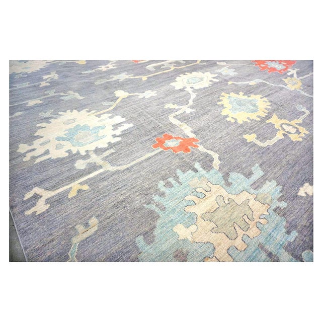 21st Century Turkish Oushak 12X16 Grey, Ivory, Orange & Slate Blue Handmade Area Rug #1144179 For Sale - Image 10 of 13