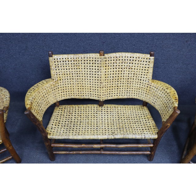 Rustic Hickory Attributed Three Piece Adirondack Parlor Set For Sale - Image 3 of 12