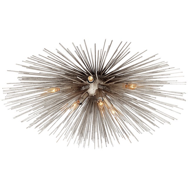 Strada Medium Flush Mount in Burnished Silver Leaf Designer: Kelly Wearstler Mounting: Flush Shade Detail: No Option...