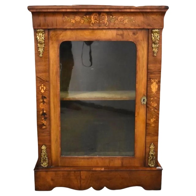 Victorian Walnut and Marquetry Pier Cabinet, 1860s For Sale