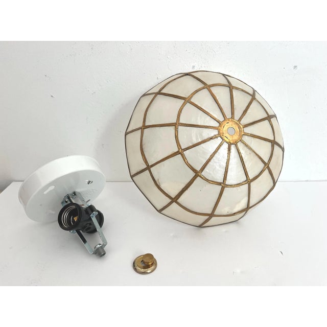 Mid Century Capiz Shell Flush Light For Sale - Image 13 of 15