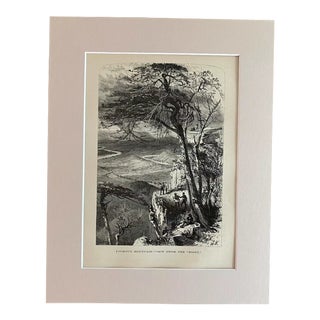 Antique 1874 Wood Engraving "Lookout Mountain" TN in 11x14 Frame-Ready Mat For Sale