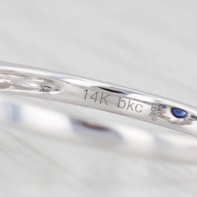 New Beverley K 0.85ctw Sapphire Diamond Halo Ring 14k Gold Engagement Size 7.25 For Sale In Greensboro - Image 6 of 8