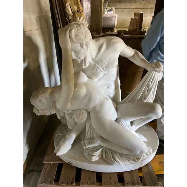 Figurative Large Man & Lady Nude Marble Sculpture For Sale - Image 3 of 5