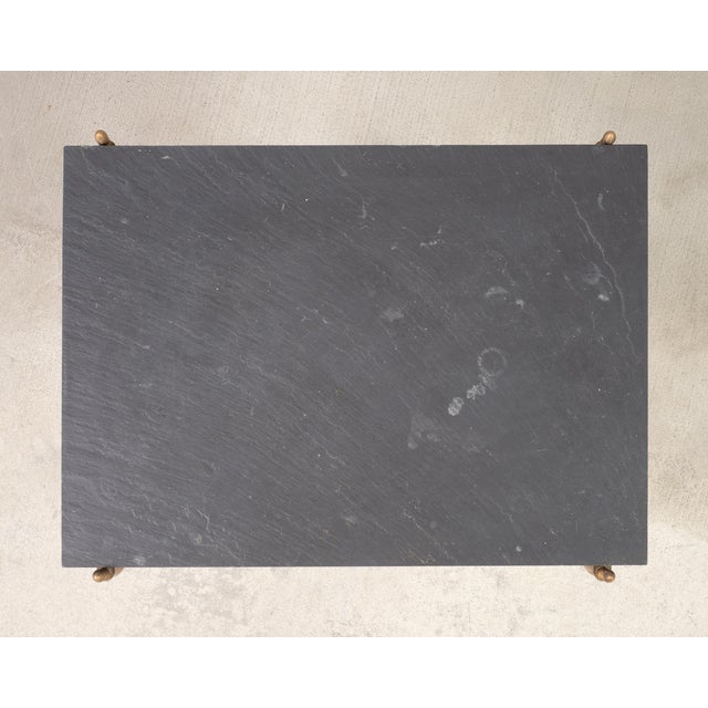 Italian Neoclassical Style Curule Brass Slate Cocktail Table For Sale - Image 4 of 18