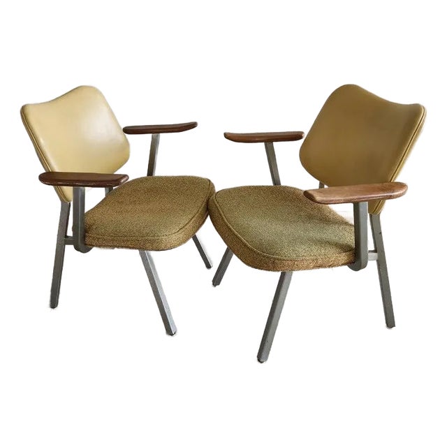 1960s Donald Deskey Style Industrial Armchairs Streamline for Royal Metal For Sale