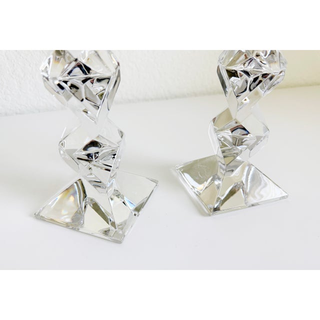 Postmodern Zigzag Crystal Candlesticks, a Pair For Sale - Image 10 of 11