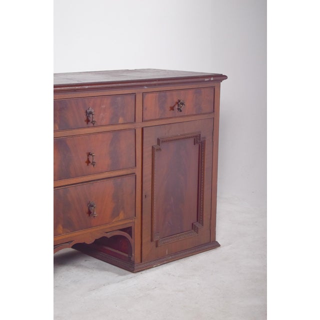 Wood Antique English Sideboard with Two Doors and Five Drawers, 1920s For Sale - Image 7 of 10