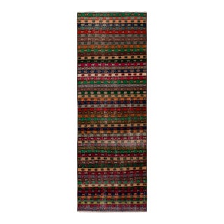 1960s Vintage Distressed Runner in Multicolor Stripes, Geometric Patterns For Sale