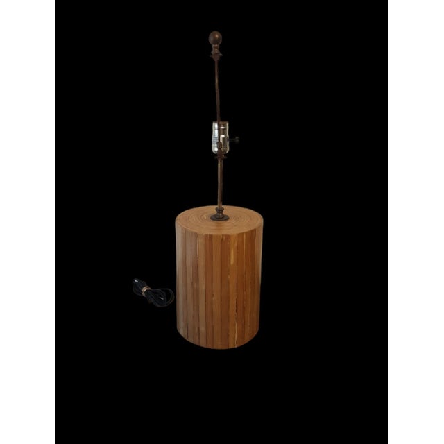 Vintage Bamboo Veneer Table Lamp For Sale - Image 4 of 6