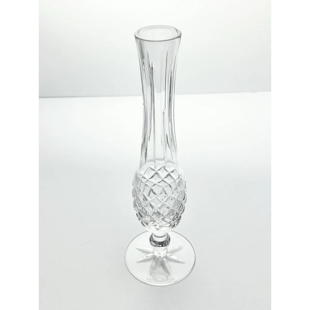 Contemporary 1980s Vintage Waterford Crystal Tall Fluted X-Cuts Bud Vase For Sale - Image 3 of 9
