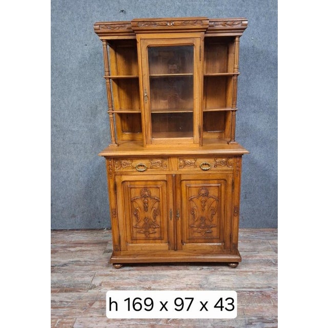 Wood Antique 19th Century Renaissance Walnut Two-Part Buffet For Sale - Image 7 of 8