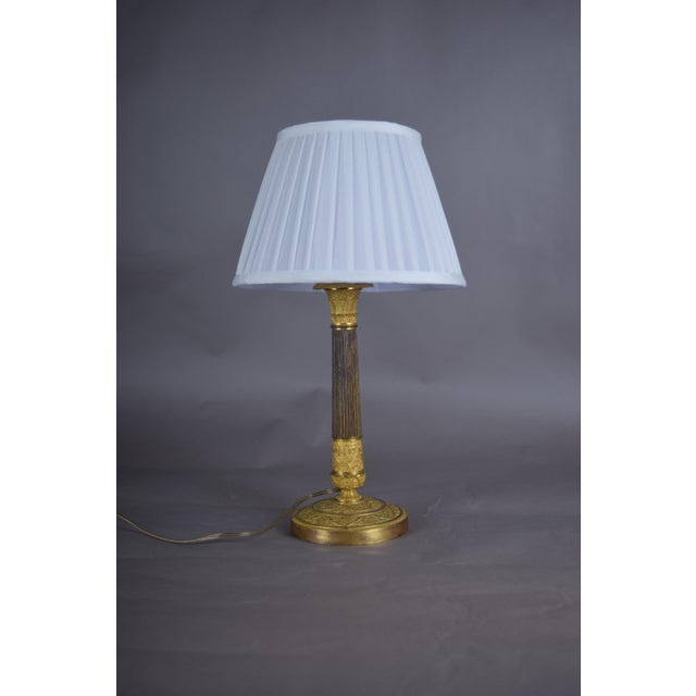 19th Century Ormolu Gilt Bronze Table Lamp with Pleated Shade For Sale - Image 11 of 11