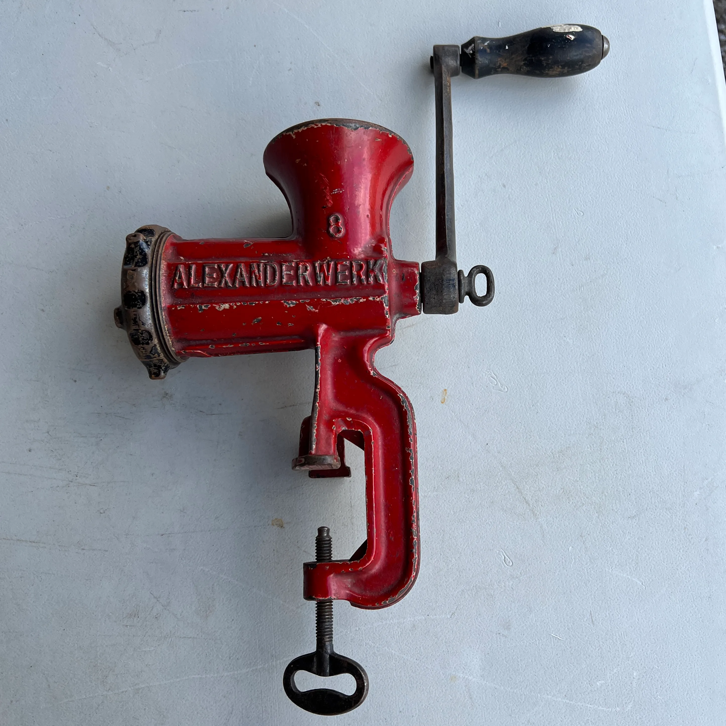 Antique Manual Alexanderwerk 8 Food Red Decorative Meat Grinder