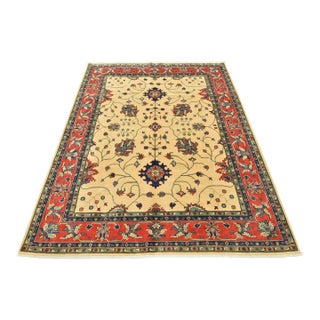 Kazak Rug 8′ X 9’11” Beige Wool Traditional Hand-Knotted Oriental Carpet For Sale