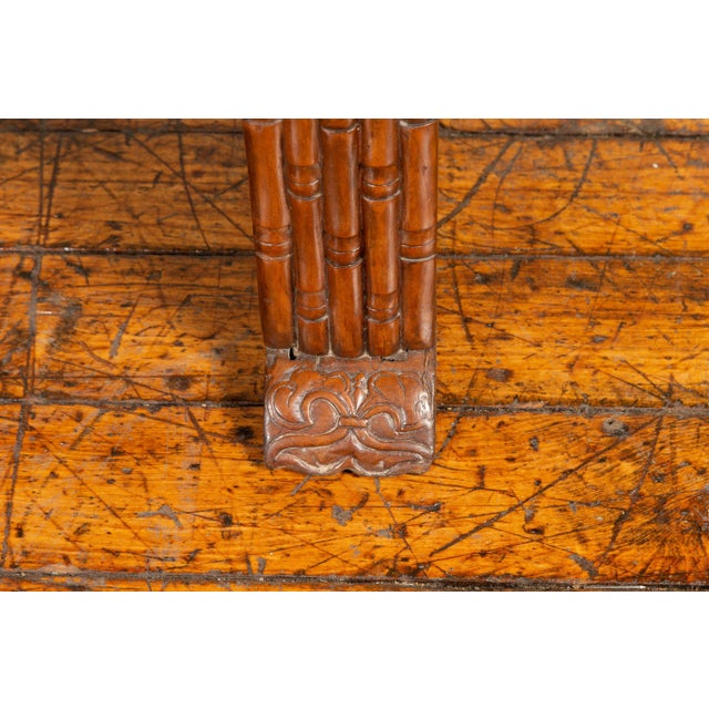 Wood Qing Dynasty Altar Table with Bamboo Accents, Fretwork and Everted Flanges For Sale - Image 7 of 13
