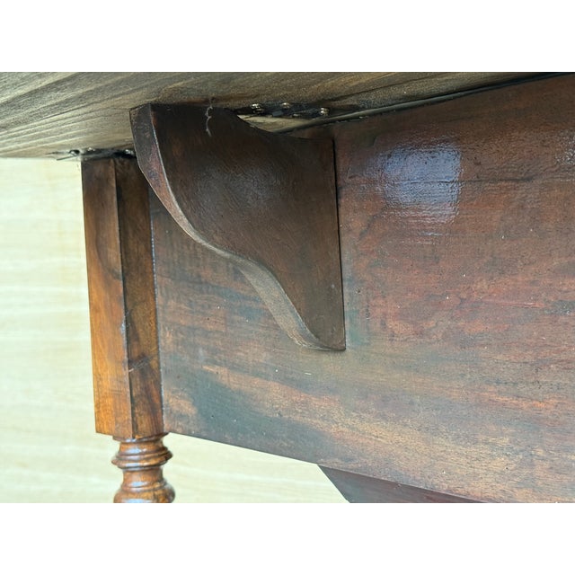 Victorian Wood Drop Leaf Side Table With Turned Legs and Wheels For Sale - Image 15 of 18