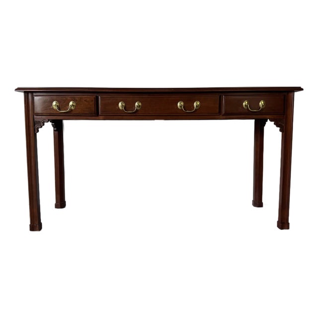 Vintage Harden Chippendale-Style Mahogany Three-Drawer Console Table For Sale