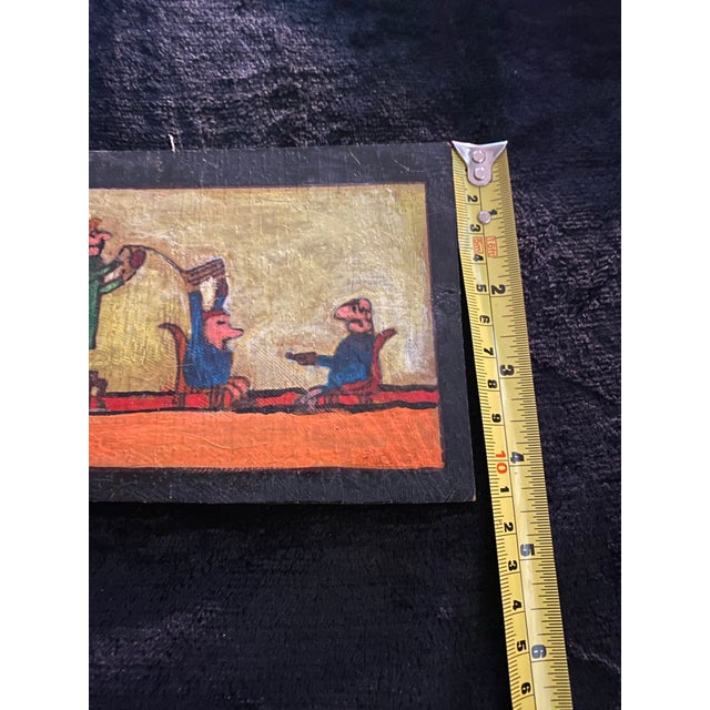 A Miniature Framed Naive Folk Art Painting From France Depicting Three Figures For Sale In Miami - Image 6 of 12