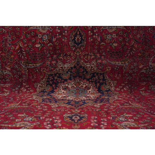 1970s Vintage Persian Handmade Wool 10x13 Red Area Rug For Sale - Image 10 of 11