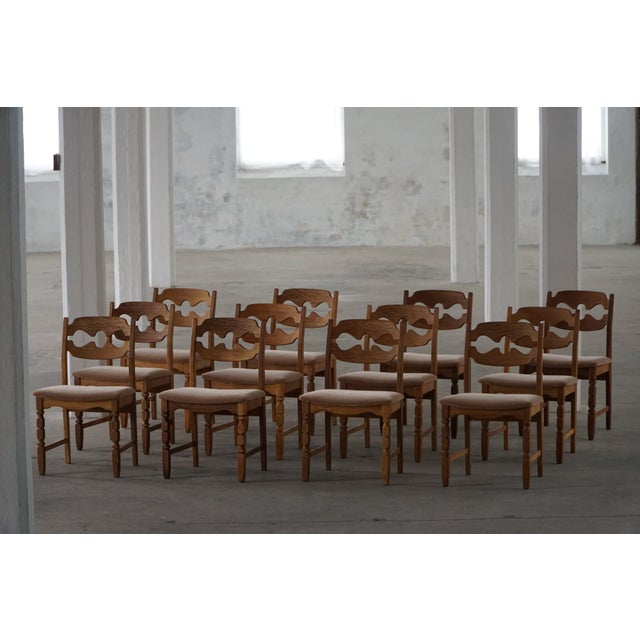 Razorblade Dining Chairs in Oak and Mohair by Henning Kjærnulf, 1960s, Set of 10 For Sale - Image 13 of 13