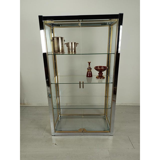 Chromed Brass Glass Display Case, 1970s For Sale - Image 4 of 18