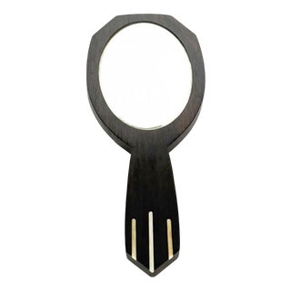 Art Deco Hand Mirror with Bakelite Inlay, France, 1930s For Sale