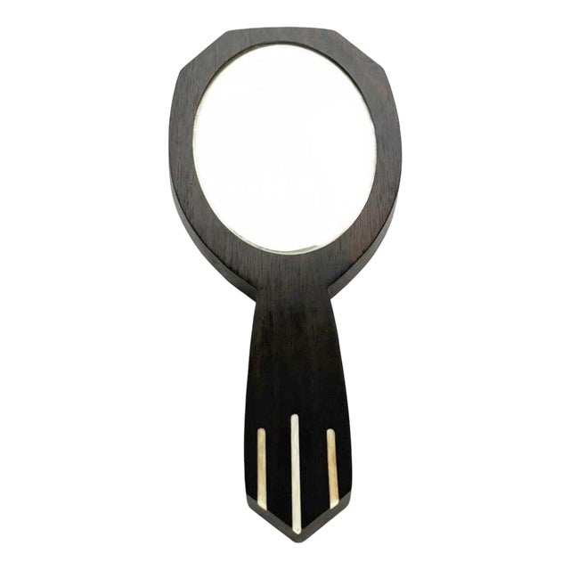 Art Deco Hand Mirror with Bakelite Inlay, France, 1930s For Sale