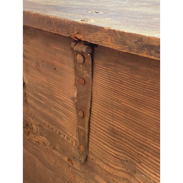 Blue Mid 19th Century Pine Trunk or Blanket Chest in Original Paint For Sale - Image 8 of 15