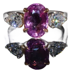 GIA Natural 3.88CTS VVS D Diamond Pink Sapphire Platinum 18K Gold Engagement Ring, size 6.25