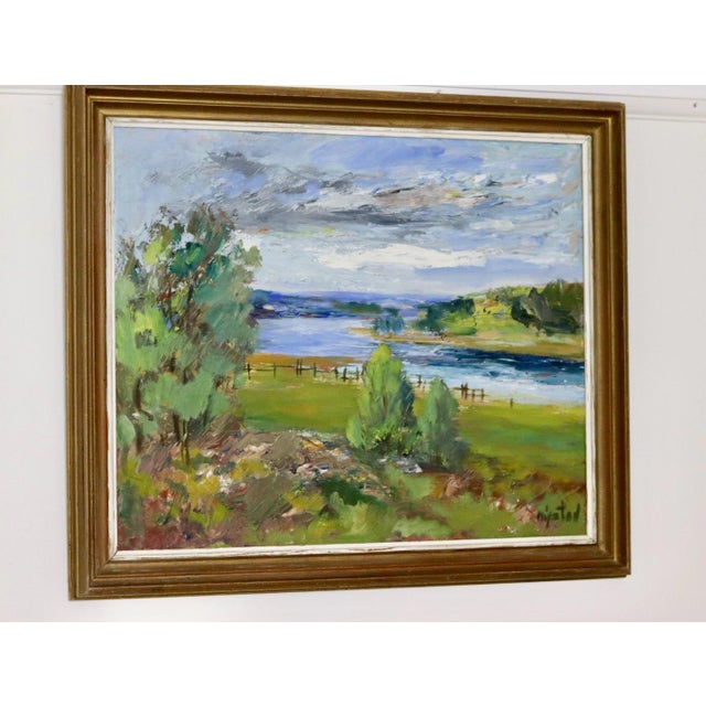 Nystad, Realistic Landscape, 1950s, Oil on Board, Framed For Sale - Image 11 of 11