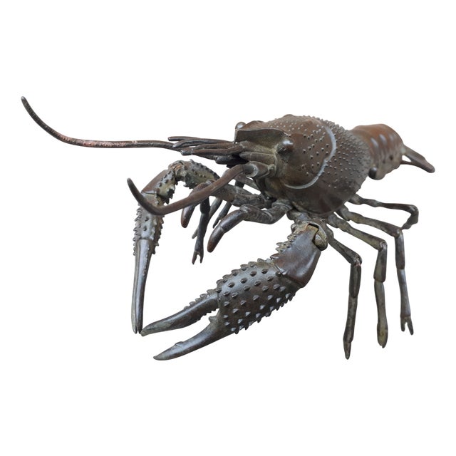 Japanese Meiji Era Artist, Jizai Okimono Sculpture of a Crayfish, 1890s, Bronze For Sale