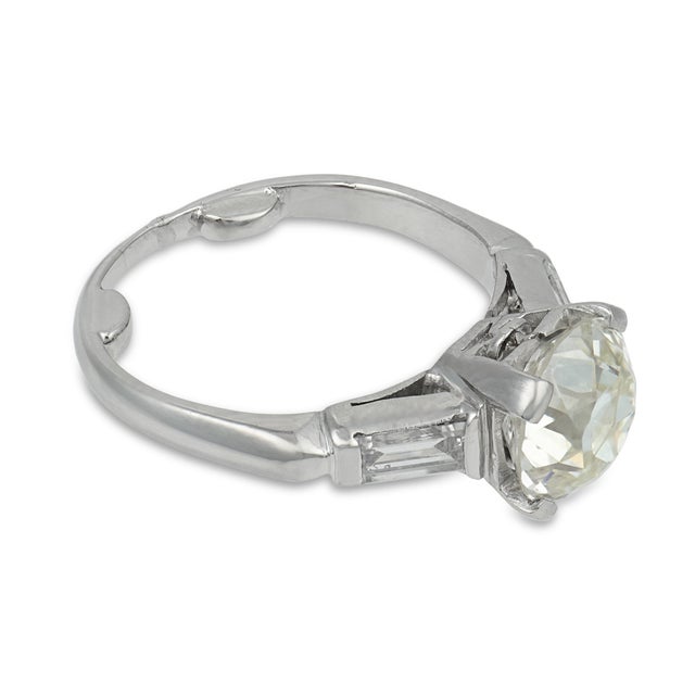1920s Art Deco Gia 2.63 Carat Old European Diamond Platinum Engagement Ring, Size 5 For Sale - Image 4 of 7