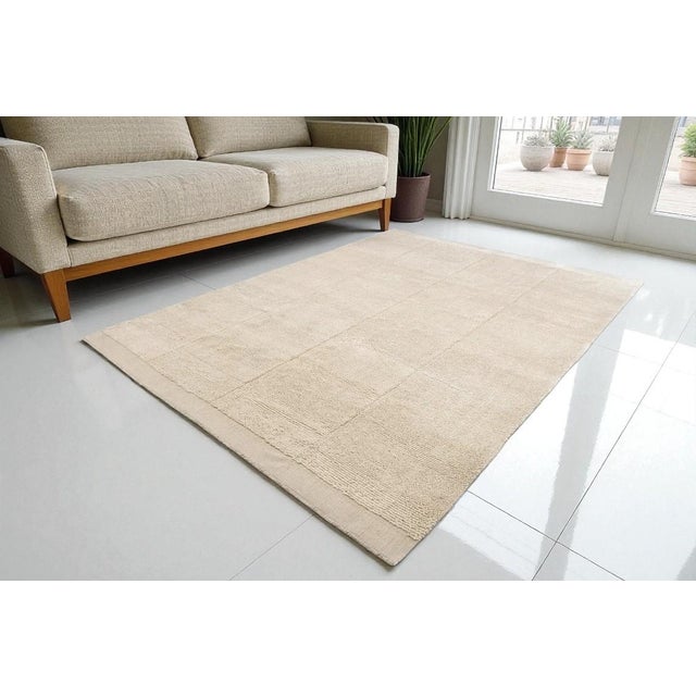 1970s Turkish Organic Off White Wool Area Carpet For Sale - Image 4 of 9