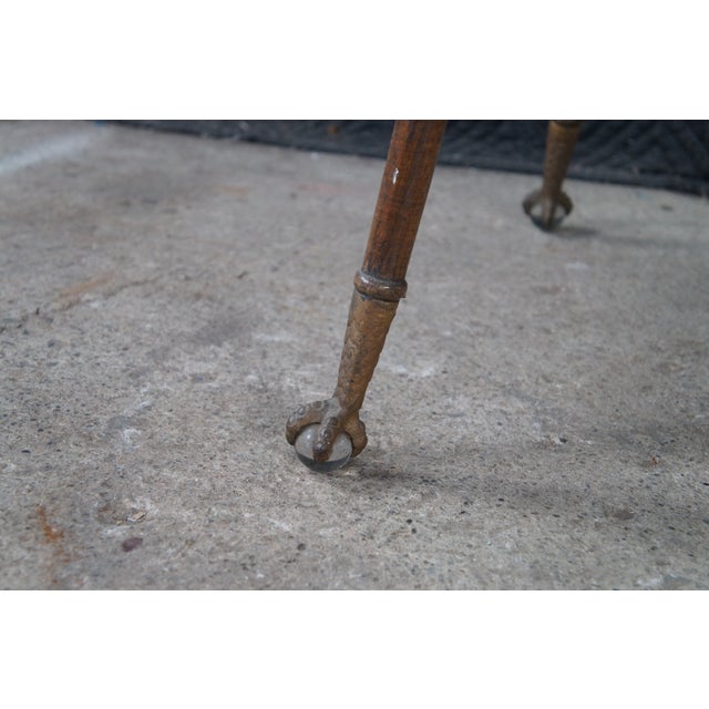 Brown Antique Eastlake Quartersawn Oak Square 2 Tier Eagle Claw Foot Parlor Table For Sale - Image 8 of 10