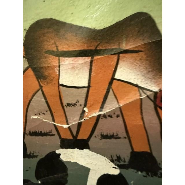 Vintage 1970s/1980s Tanzanian Tingatinga School Wildlife Painting – Enamel on Board, 11.5" X 14" For Sale - Image 4 of 17