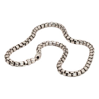 Late 20th Century Authentic David Yurman Sterling Silver Box Chain Necklace For Sale